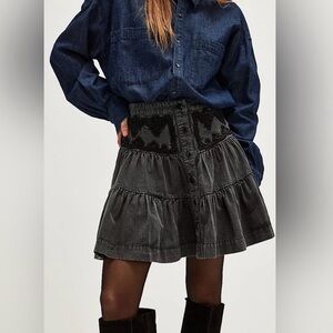 Free People August Embroidered Western Skirt